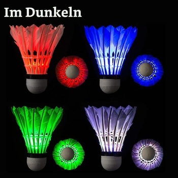 Deecam LED bedmintonový pérák, svietiaci v tme, 4 kusy