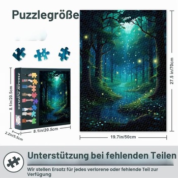 Puzzle Zelený les 1000 dielikov, Mesačný svit a Rastlinná krajina