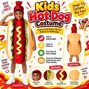 3D kostým hot dogu pre deti i mužov, maskot hot dog, jednodielny kostým rožku s klobásou na