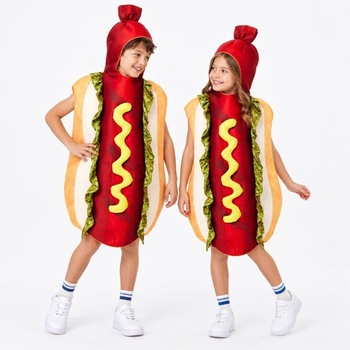 3D kostým hot dogu pre deti i mužov, maskot hot dog, jednodielny kostým rožku s klobásou na