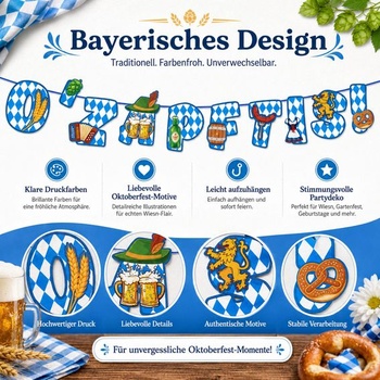 ALEGRE Oktoberfest Garland Decoration, O'zapft je Oktoberfest Garland Banner