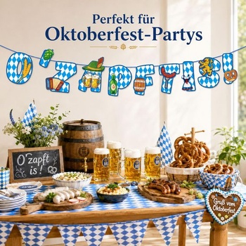 ALEGRE Oktoberfest Garland Decoration, O'zapft je Oktoberfest Garland Banner