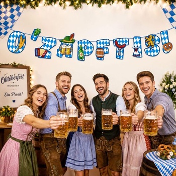 ALEGRE Oktoberfest Garland Decoration, O'zapft je Oktoberfest Garland Banner