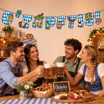ALEGRE Oktoberfest Garland Decoration, O'zapft je Oktoberfest Garland Banner