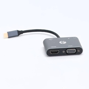 Adaptér VCOM USB C na HDMI VAG, húb 5 v 1 typu C s 4K HDMI, 1080P VGA, 100W PD nabíjanie, port USB