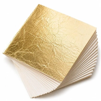300 plátkov imitácie zlata, 14 x 14 cm – zlaté listy na zlatenie, na nábytok, plátno, zdobenie nechtov a