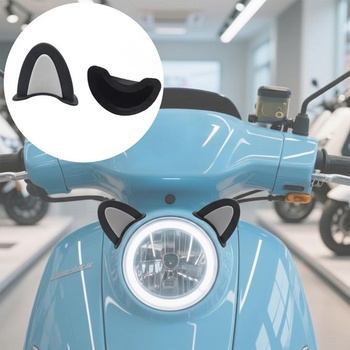 4dílná dekorace na motocyklovou helmu s kočičími ušima, černá a šedá, samolepicí, roztomilé doplňky