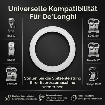 Silikonové těsnění pro DeLonghi Dedica EC680 EC685, sada 2 kusů, Ø47mm