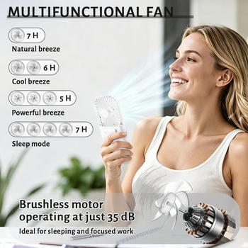 Mini ventilátor, ručný ventilátor s dobíjacou batériou, prenosný ventilátor s USB 3000mAh, 4
