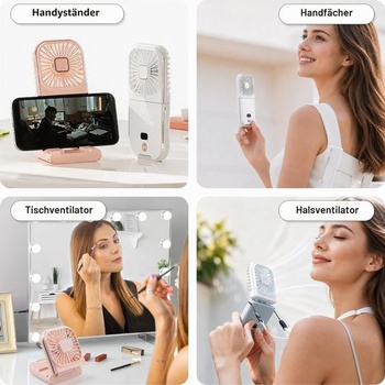 Mini ventilátor, ručný ventilátor s dobíjacou batériou, prenosný ventilátor s USB 3000mAh, 4