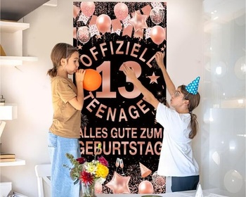 Banner k 13. narodeninám pre dievčatá - Dekorácia na narodeniny 13 rokov, oficiálny banner na dvere pre