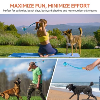 ALL FOR PAWS Vyhazovač míčků EZ-Grip pro krátkosrsté psy 49 cm – Obsahuje střední míček o průměru