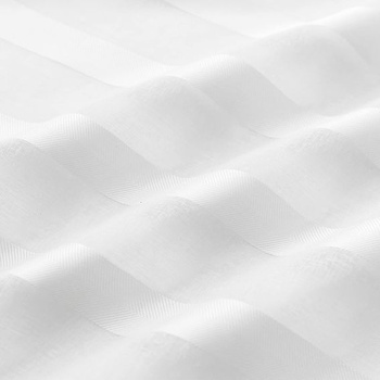 TOPICK Průsvitné pruhované závěsy do kavárny, 1 kus, V 60 x Š 125 cm, bílé, s kapsou na tyč, bílé,