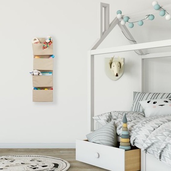 Závesný organizér Relaxdays, bez nutnosti vŕtania, 104x31 cm, nosnosť 4 kg, béžová Béžová 1