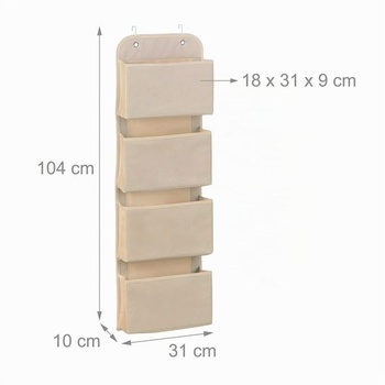Závěsný organizér Relaxdays, bez nutnosti vrtání, 104x31 cm, nosnost 4 kg, béžová Béžová 1