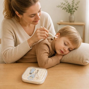 Sada pro péči o miminka 9 v 1: Sada kartáčů a hřebenů pro miminka, Sada na nehty pro miminka