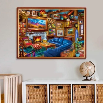 1000dílná skládačka pro dospělé, luxusní dřevěný dům, 70 x 50 cm. Vzdělávací puzzle pro dospělé,