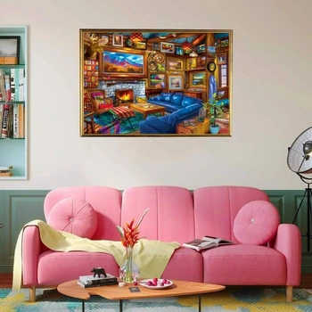 1000dílná skládačka pro dospělé, luxusní dřevěný dům, 70 x 50 cm. Vzdělávací puzzle pro dospělé,