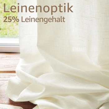 TOPICK Záclony do kavárny, bistro záclony, kuchyňské záclony, 1 kus, V40xŠ125, bílé len - bílé V40