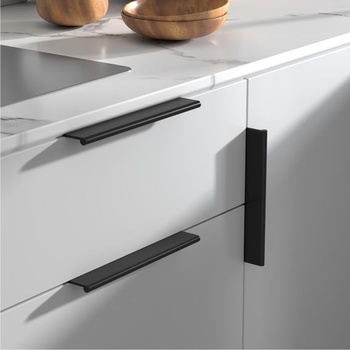 Sada nábytkových úchytek Regy, 10 kusů, černá, rozteč otvorů 160 mm, skryté úchytky skříněk pro