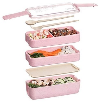 Bento Box, obedový box s priehradkami, bento box pre dospelých a deti, 3vrstvový obedový box 900ml s 3