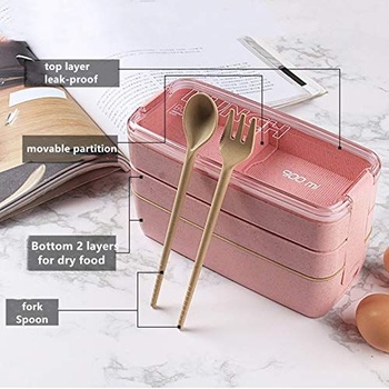 Bento Box, obedový box s priehradkami, bento box pre dospelých a deti, 3vrstvový obedový box 900ml s 3