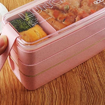 Bento Box, obedový box s priehradkami, bento box pre dospelých a deti, 3vrstvový obedový box 900ml s 3