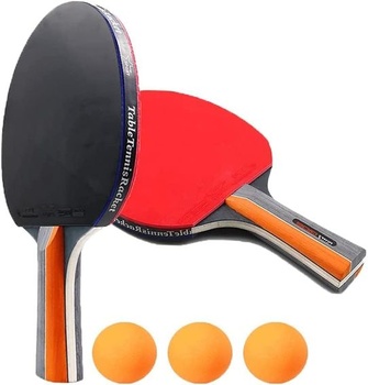 Profesionálna 6dielna sada na stolný tenis, 2 rakety na stolný tenis s 3 loptičkami a 1 obal na stolný