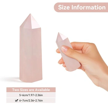 Věž z růžového křišťálu Cyrank, šestihranné křišťálové kamenné věže, hůlky z růžového křišťálu,