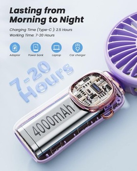 Přenosný ruční ventilátor coldSky, 4000 mAh, na baterie, skládací stolní ventilátor 90° se