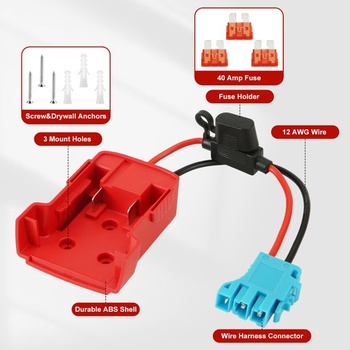 Konektor káblového zväzku, adaptér batérie náradie pre Power Wheels s poistkami, skrutka, gumová