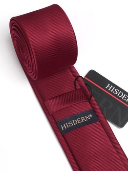 Pánská kravata HISDERN, úzký střih, jednobarevná hedvábná kravata pro muže, klasická formální