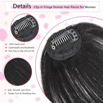 Huarisi Clip-in Pony pravé vlasové prodlužování, přírodní černá 1b, 9g 1b - elegantní ofina 6 palců