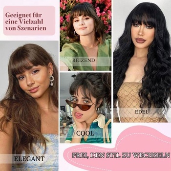 Huarisi Clip-in Pony pravé vlasové prodlužování, přírodní černá 1b, 9g 1b - elegantní ofina 6 palců