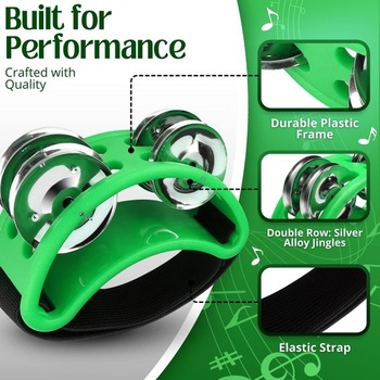 Flexzion Foot Tambourine Percussion s dvojitým radom oceľových zneliek - Foot Shaker Hudobný nástroj