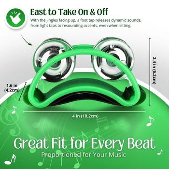 Flexzion Foot Tambourine Percussion s dvojitým radom oceľových zneliek - Foot Shaker Hudobný nástroj