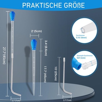 Pipeta dlhá 50 ml do akvárií, extra veľká pipeta s kŕmnym sifónom 70 cm na výmenu vody v