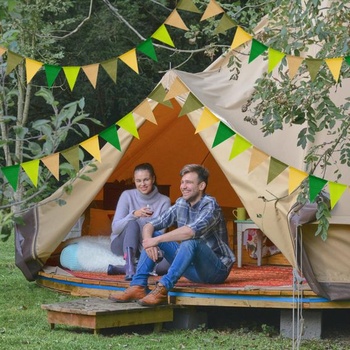 JijAcraft Vonkajší vodeodolný zástavkový banner šalviovo zelený: 12 m Girlanda záhradné šalviovo