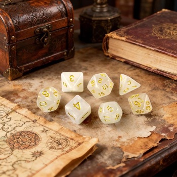 7dielna sada kociek D&D, polyedrická sada kociek MTG, sada kociek D&D, chróma yellow
