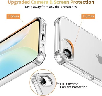 Ochranný kryt Captor pre iPhone 17e / 16e, priehľadný, TPU, silikónový, flexibilný, nárazník pre