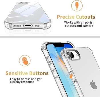 Ochranný kryt Captor pre iPhone 17e / 16e, priehľadný, TPU, silikónový, flexibilný, nárazník pre