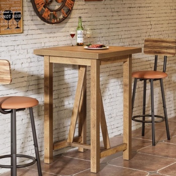 Barový stôl HOGA-JW1117, 90 x 60 x 60 cm, hnedý - A