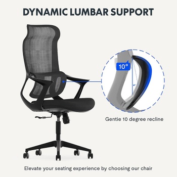 Ergonomická kancelárska stolička OC16B, s bedrovou opierkou, čierna - A