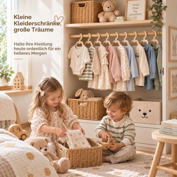 Sada 20 detských ramienok na oblečenie, drevená, 22*12,5 cm, ramienka na detské oblečenie v tvare