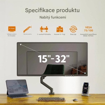 Stolový držiak P1.07.001, pre jeden monitor s uhlopriečkou 15 až 32 palcov, biely - B