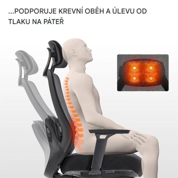 Ergonomická kancelárska stolička OC6B-F2-EUAM, s 3D masážou Shiatsu, čierna - B