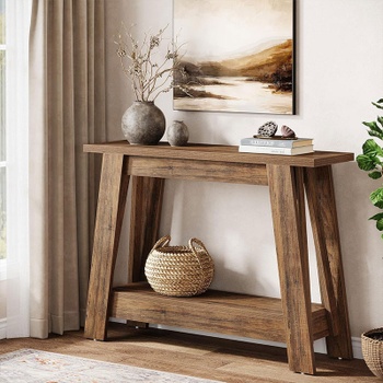 Konzolový stolík HOGA-JW1060, 106,4 x 29,8 x 81,5 cm, rustikálny, hnedý - B