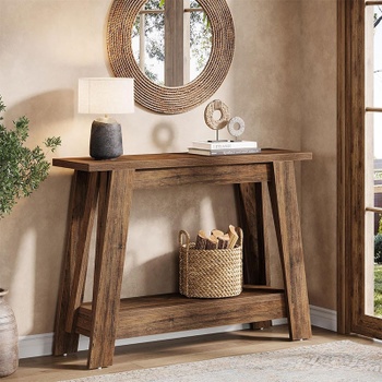 Konzolový stolík HOGA-JW1060, 106,4 x 29,8 x 81,5 cm, rustikálny, hnedý - B