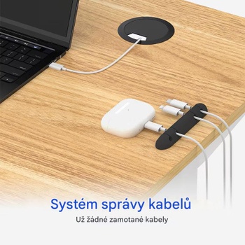 Výškovo nastaviteľný stôl EB1M-1106-EU, 110 x 60 cm, biely/javor - A