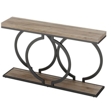 Konzolový stolík HOGA-XK00330, 38 x 140 x 80 cm, čierno/sivý - A